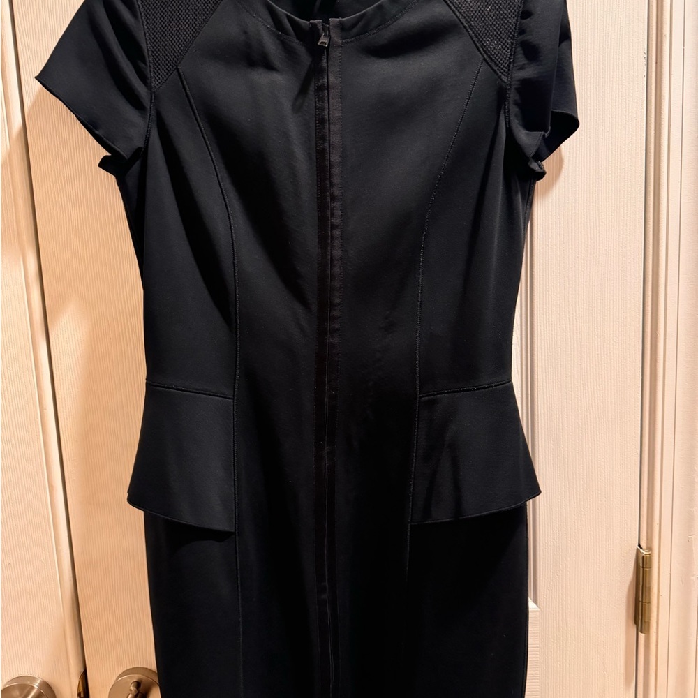 Theory Navy Neoprene Peplum Dress